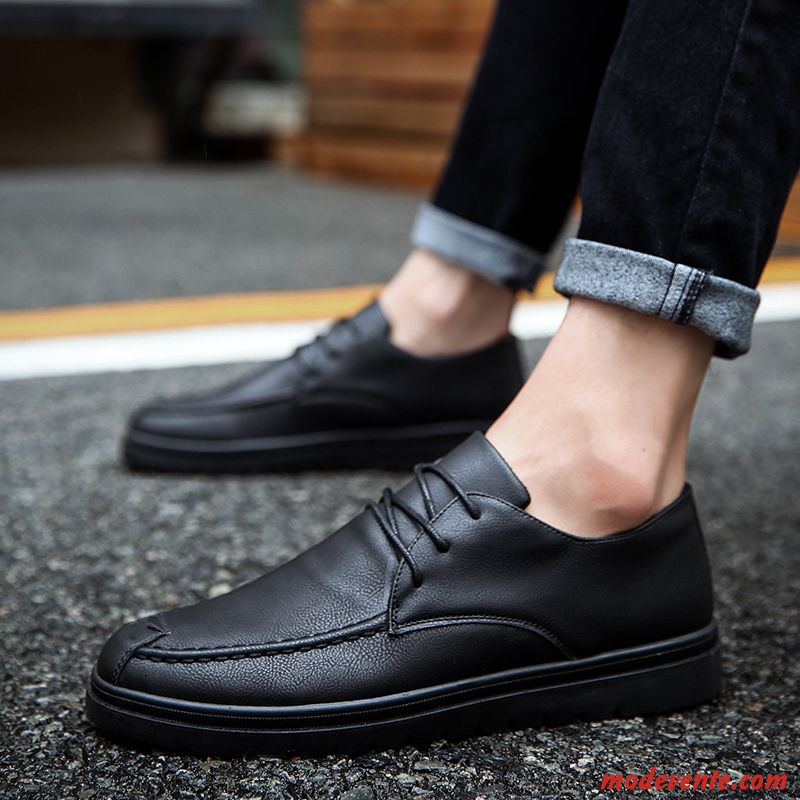 Chaussures De Ville Homme Décontractée Tous Les Assortis Chaussures En Cuir Printemps Tendance Angleterre Brun