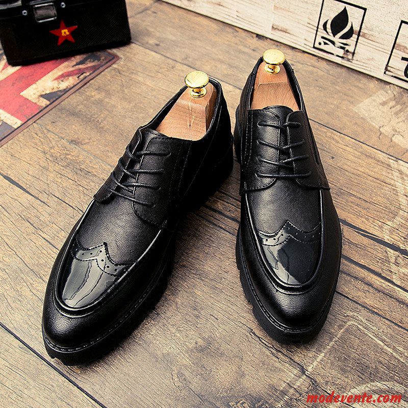 Chaussures De Ville Homme Jeunesse Été Augmenté Tendance Semelle Épaisse Paillette Noir