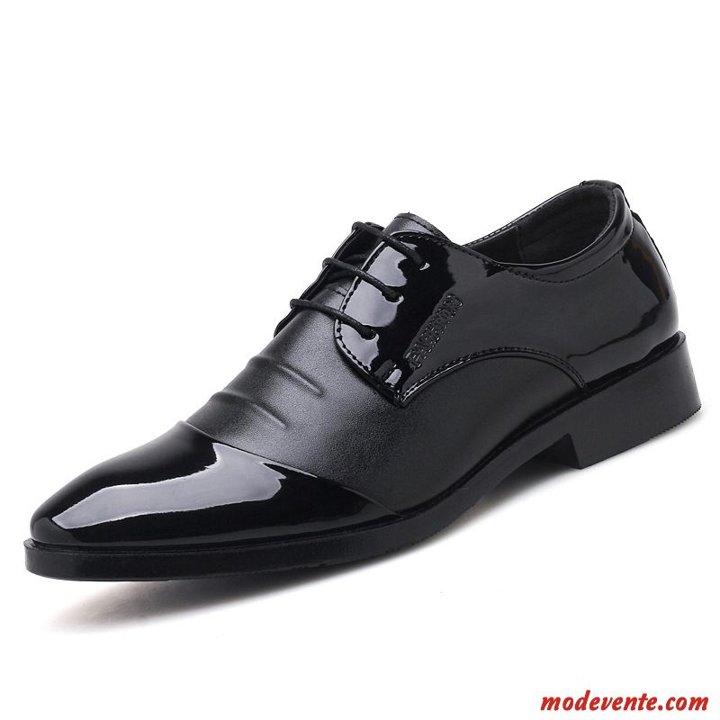 Chaussures De Ville Homme Laçage Chaussures En Cuir Mariée Grande Taille Gros Cuir Verni Marron