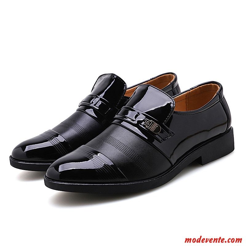 Chaussures De Ville Homme Laçage Chaussures En Cuir Mariée Grande Taille Gros Cuir Verni Marron