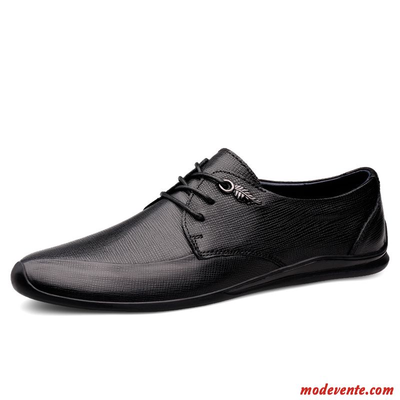 Chaussures De Ville Homme Laçage Décontractée Semelle Doux Entreprise Chaussures En Cuir Jeunesse Brun