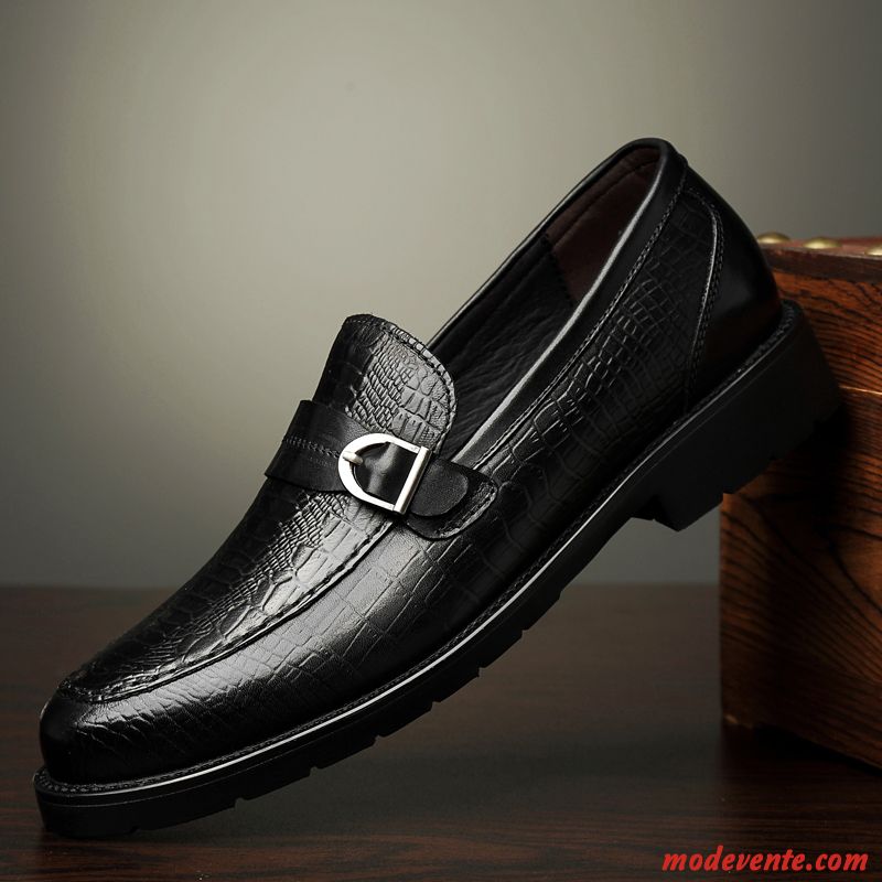 Chaussures De Ville Homme Mocassin Crocodile Chaussures En Cuir Décontractée Angleterre Cuir Véritable Noir