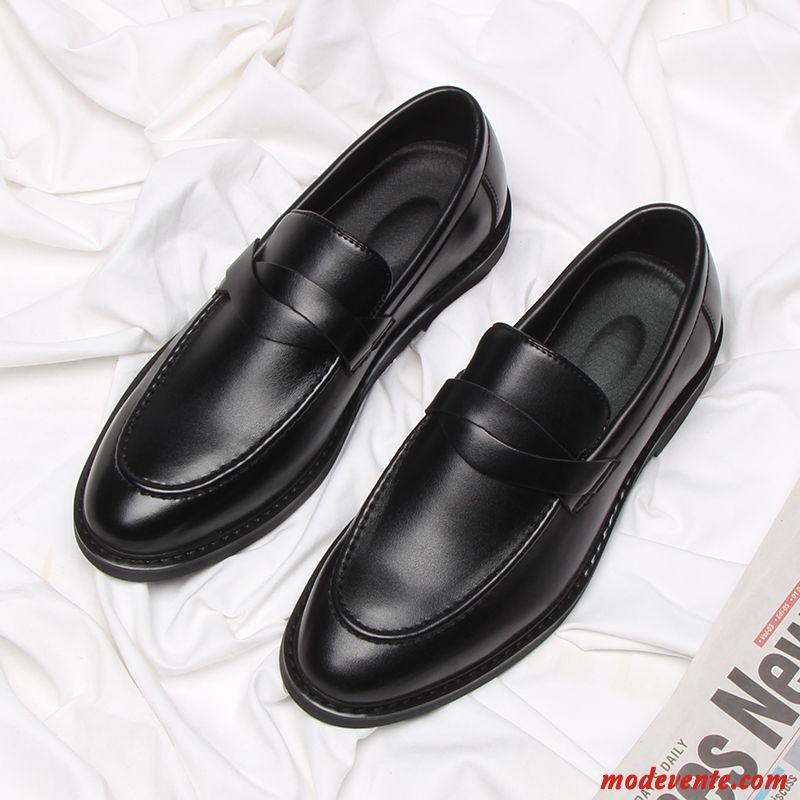 Chaussures De Ville Homme Mocassin Jeunesse Chaussures En Cuir Angleterre Slip-on Tous Les Assortis Noir