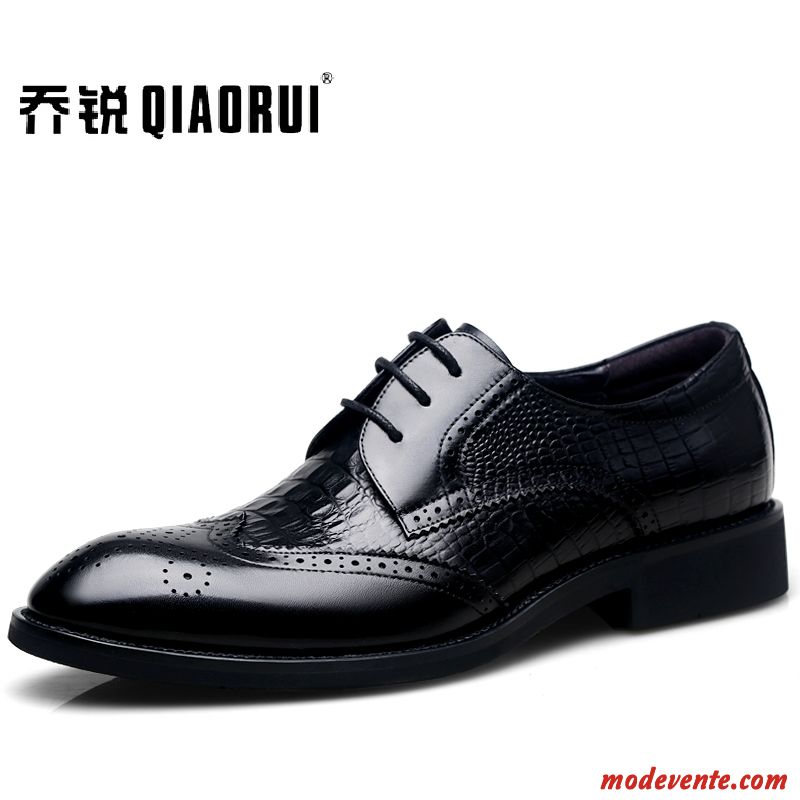 Chaussures De Ville Homme Respirant Chaussures De Mariage Cuir Véritable Décontractée Grande Taille Fleur Noir