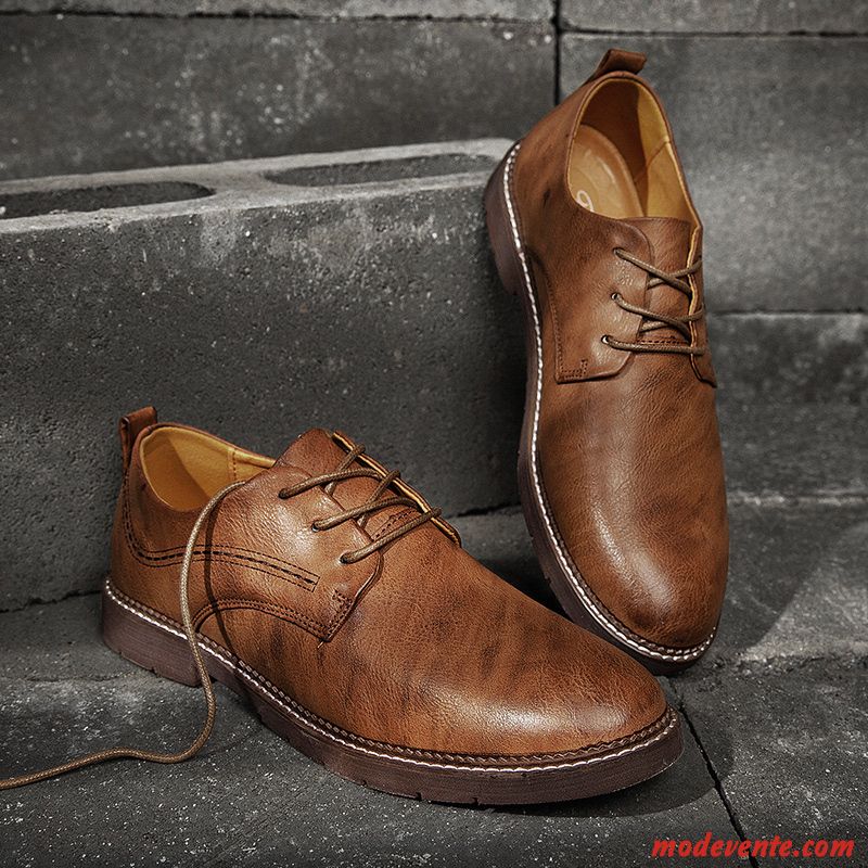 Chaussures De Ville Homme Rétro Tendance Jeunesse Chaussures En Cuir Tous Les Assortis Angleterre Noir