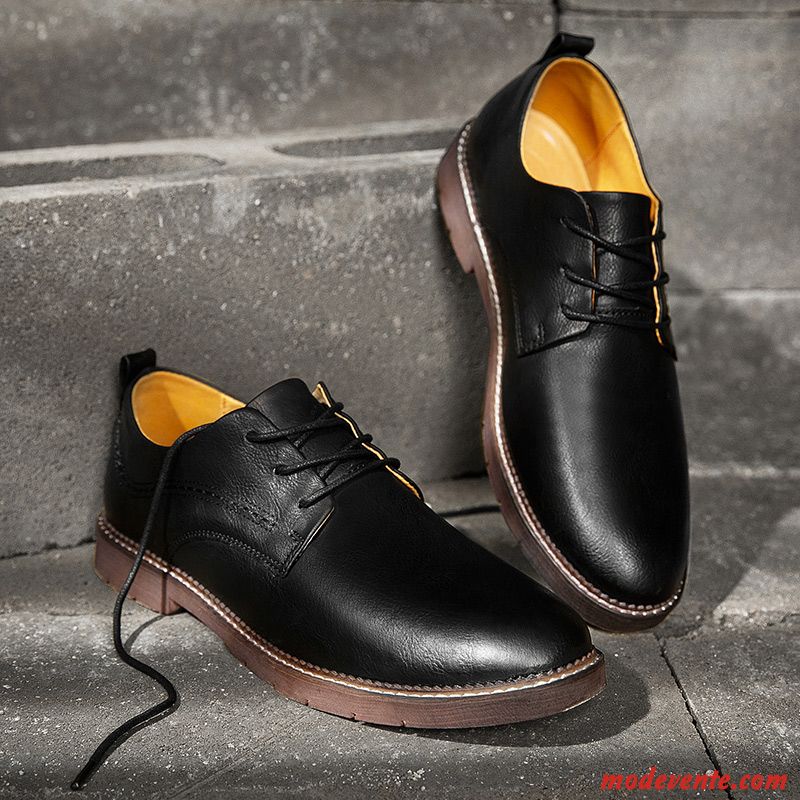 Chaussures De Ville Homme Rétro Tendance Jeunesse Chaussures En Cuir Tous Les Assortis Angleterre Noir