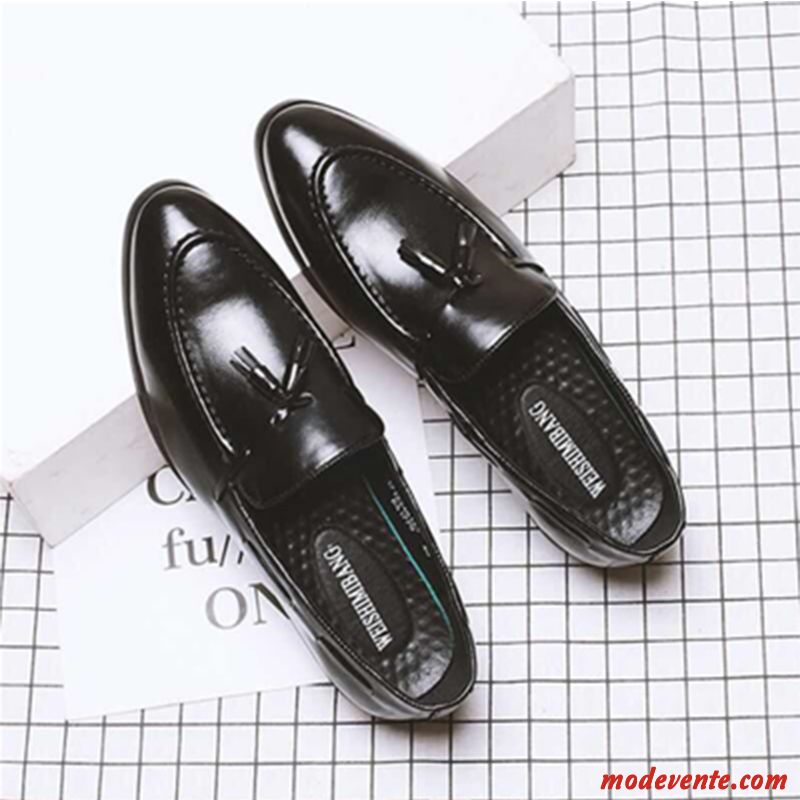 Chaussures De Ville Homme Slip-on Décontractée Printemps De Boîtier Pointe Pointue Chaussures En Cuir Brun Clair