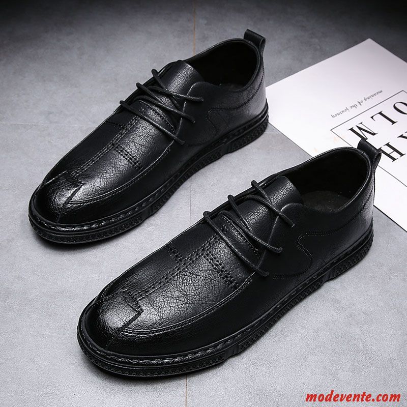 Chaussures De Ville Homme Tendance Basse Travailler Chaussures En Cuir Angleterre Décontractée Noir