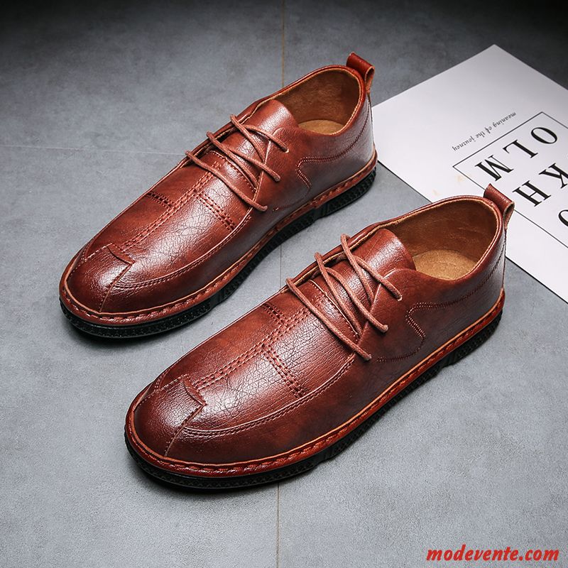 Chaussures De Ville Homme Tendance Basse Travailler Chaussures En Cuir Angleterre Décontractée Noir