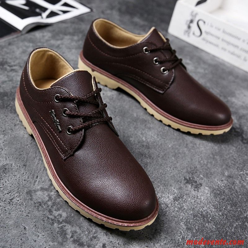 Chaussures De Ville Homme Tendance Décontractée Respirant Entreprise Printemps Chaussures En Cuir Noir