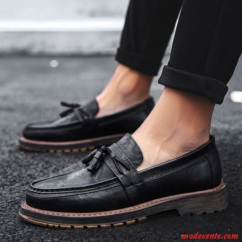 Chaussures De Ville Homme Tous Les Assortis Angleterre Martin Slip-on Tendance Décontractée Noir