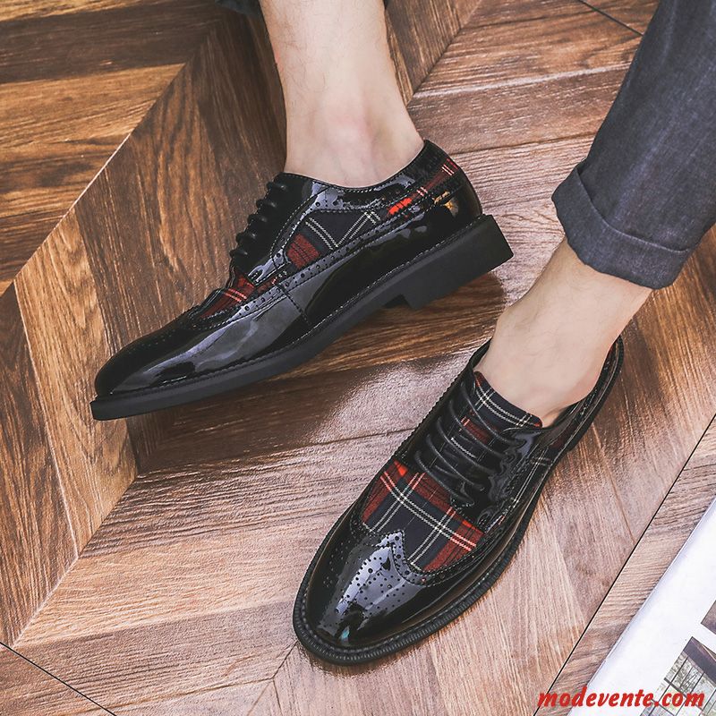 Chaussures De Ville Homme Tous Les Assortis Fleur Angleterre Personnalité Cuir Verni Chaussures En Cuir Couleurs Mixtes Noir