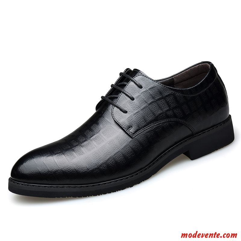 Chaussures De Ville Homme Tous Les Assortis L'automne Angleterre Cuir Véritable Printemps Entreprise Noir