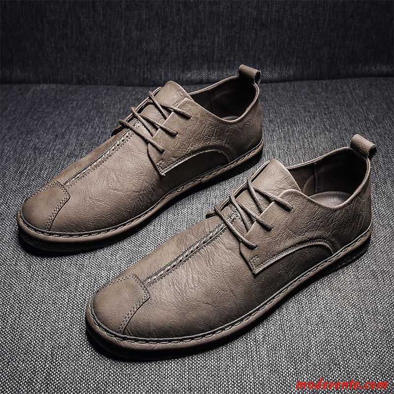 Chaussures De Ville Homme Tous Les Assortis Été Décontractée Tendance Chaussures En Cuir Angleterre Noir