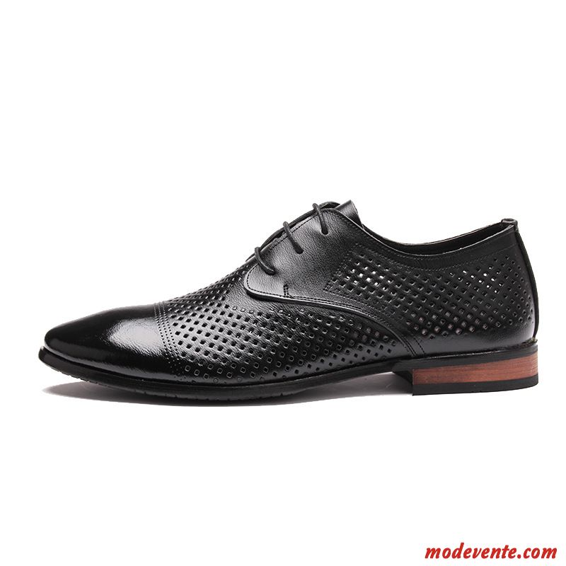 Chaussures De Ville Homme Été Sandales Entreprise Rétro Costume Formel Chaussures En Cuir Brun Foncé