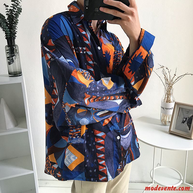 Chemise Homme Crème Solaire Longues Une Veste Baggy Bleu