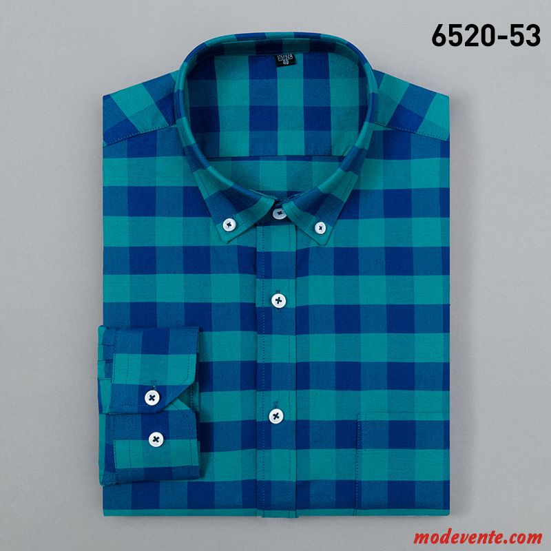 Chemise Homme De Travail Décontractée Coton Bio Rayé Bétail L'automne Bleu