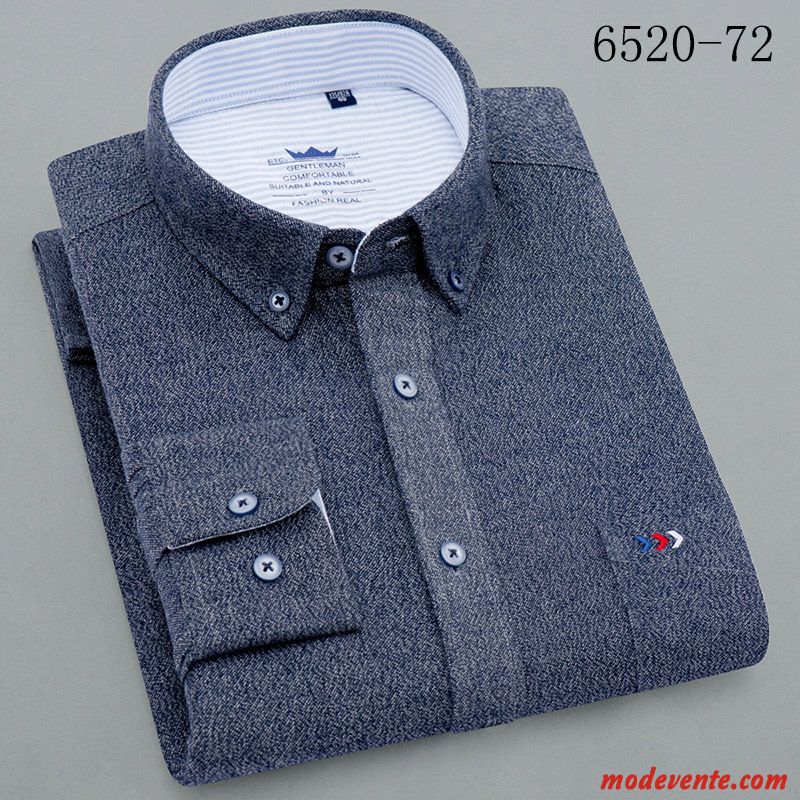 Chemise Homme De Travail Décontractée Coton Bio Rayé Bétail L'automne Bleu