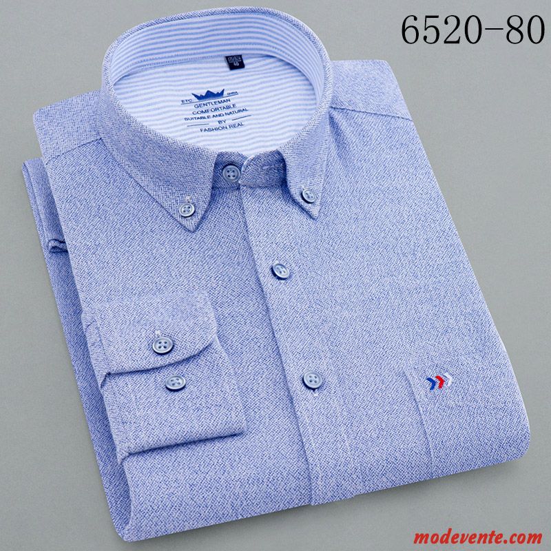 Chemise Homme De Travail Décontractée Coton Bio Rayé Bétail L'automne Bleu