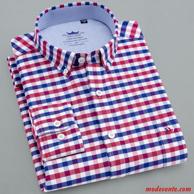 Chemise Homme De Travail Décontractée Coton Bio Rayé Bétail L'automne Bleu