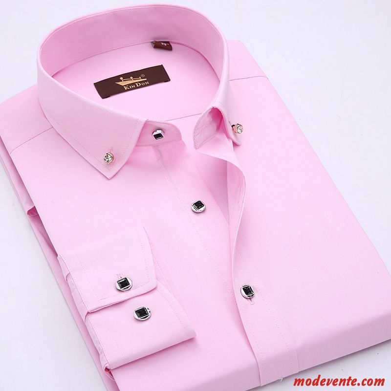 Chemise Homme L'automne Professionnel Slim Courte De Travail Mode Violet Or