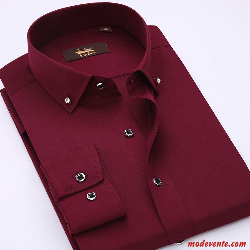 Chemise Homme L'automne Professionnel Slim Courte De Travail Mode Violet Or