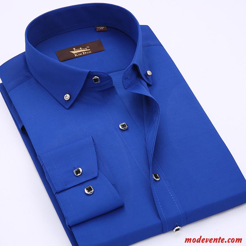 Chemise Homme L'automne Professionnel Slim Courte De Travail Mode Violet Or