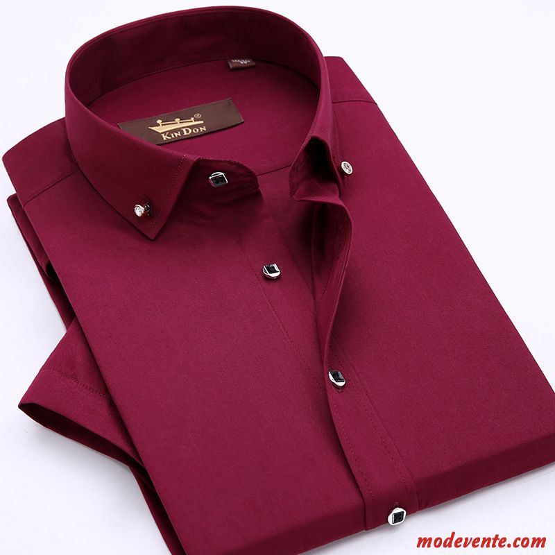 Chemise Homme L'automne Professionnel Slim Courte De Travail Mode Violet Or