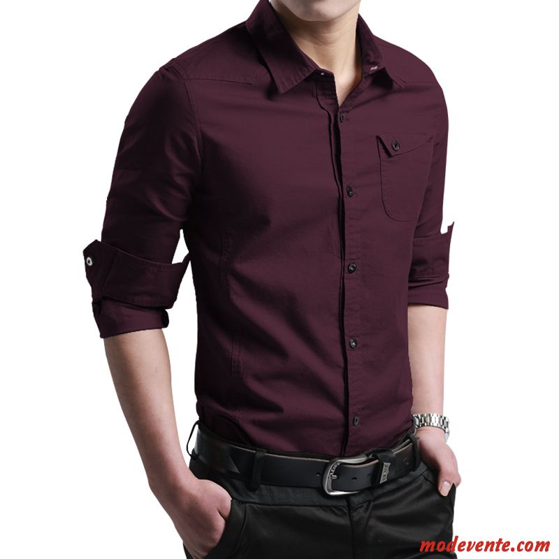 Chemise Homme Slim L'automne Tendance Une Veste Décontractée Printemps Blanc Rouge