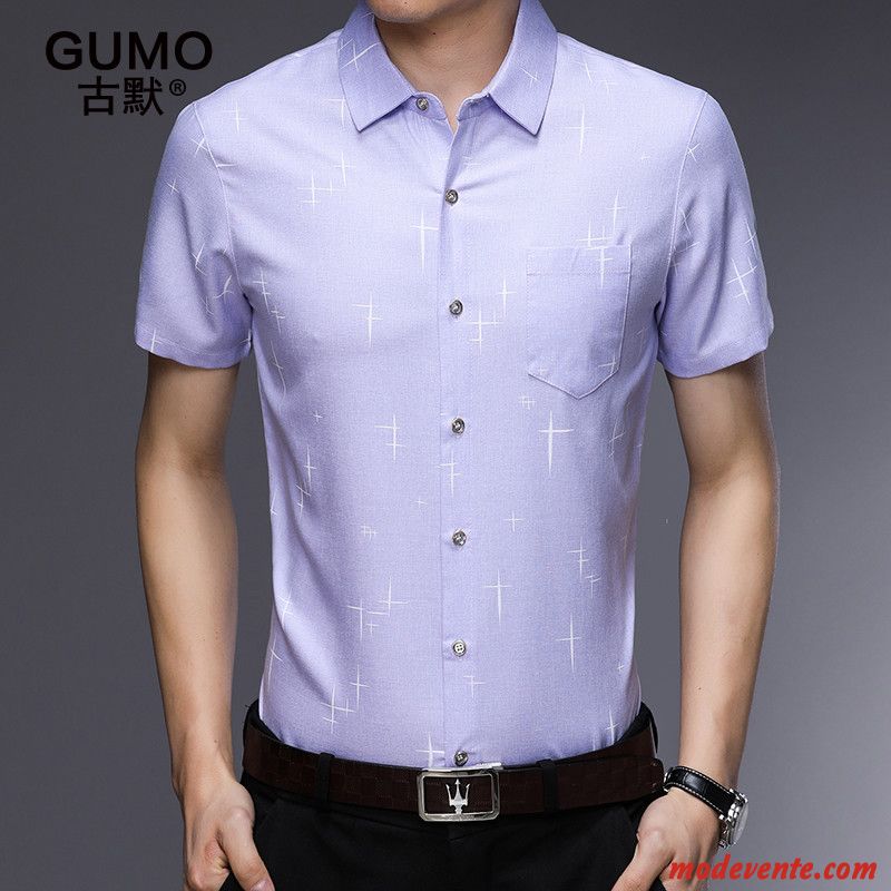 Chemise Homme Tendance Slim Décontractée Été Clair Beau Violet