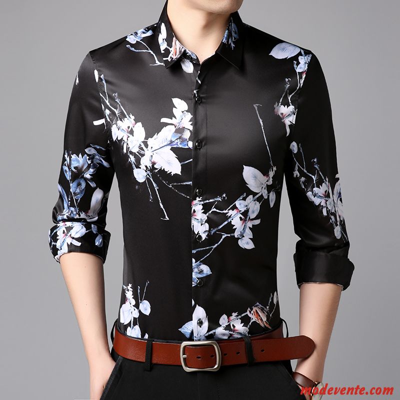 Chemise Homme Âge Moyen Grande Taille Gros Fleur Légère Floral Impression