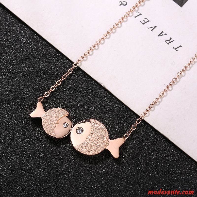 Collier Femme Accessoires Pendentif Tendance Tempérament Court Paragraphe Givré Rose Or