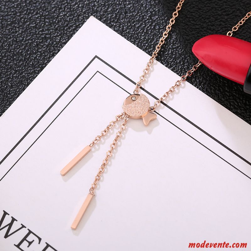 Collier Femme Accessoires Pendentif Tendance Tempérament Court Paragraphe Givré Rose Or