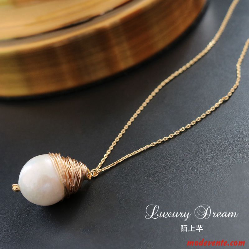 Collier Femme Original Le Nouveau Généreuse Mode Simple Perle Or