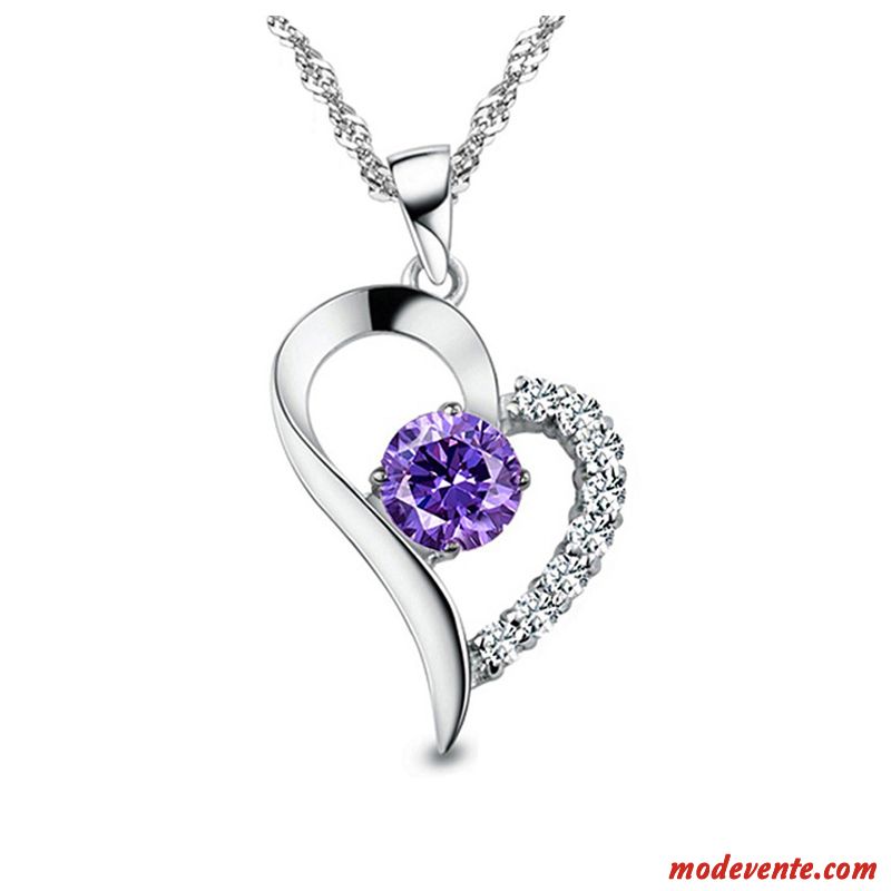 Collier Femme Pure Tendance Le Nouveau Simple Mode Étudiant Violet Argent