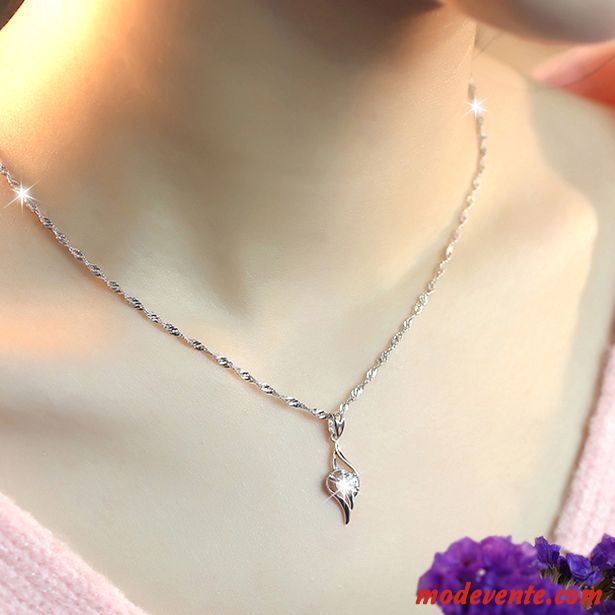 Collier Femme Pure Tendance Le Nouveau Simple Mode Étudiant Violet Argent