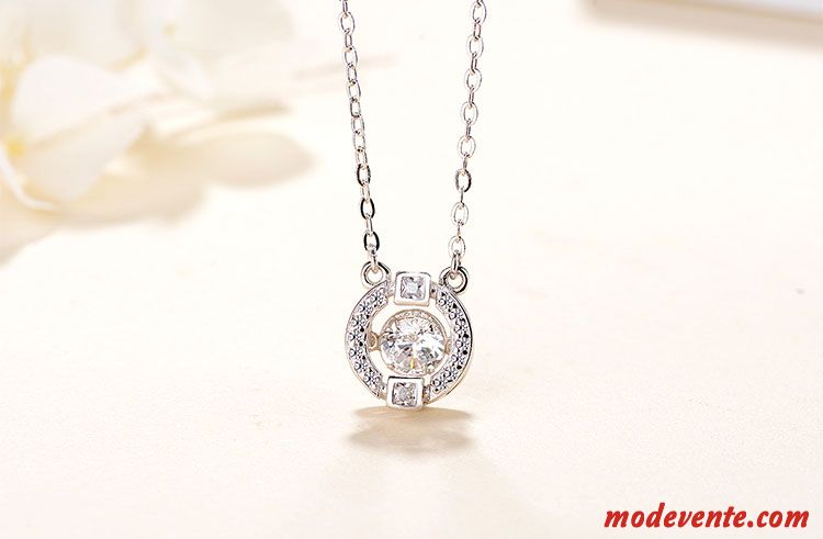 Collier Femme Simple Tempérament Cadeau D'anniversaire Pure Cœur Rouge Argent