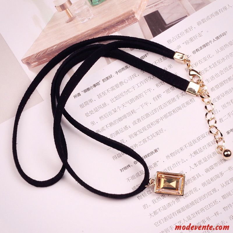 Collier Femme Tendance Velours Personnalité Couche Double Court Paragraphe Bleu Noir