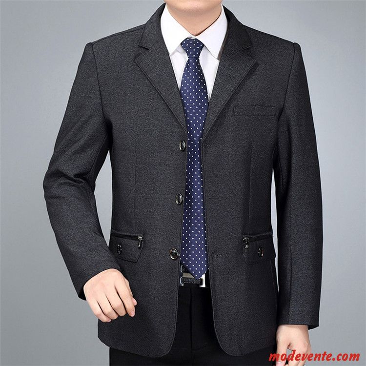 Costume Homme Décontractée Âge Moyen Légère De Travail Manteau Noir Gris