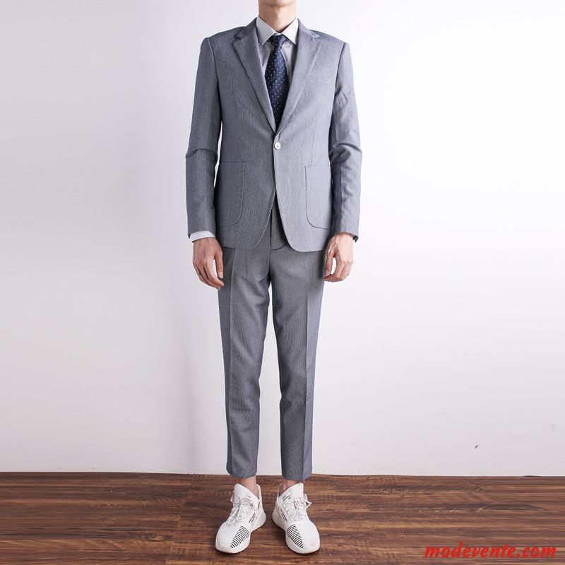 Costume Homme Légère Swallow Cerveau Mariée Britanique Ensemble Beau Gris Clair