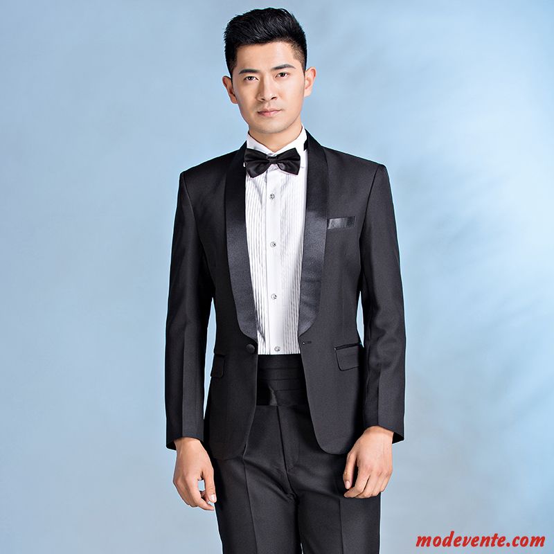 Costume Homme Mariée Bleu Présidé Ensemble Slim Robe De Soirée Blanc Noir