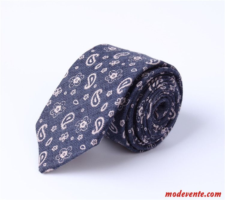 Cravate Homme 6cm Loisir Étroit Europe Mode Coton Impression Bleu