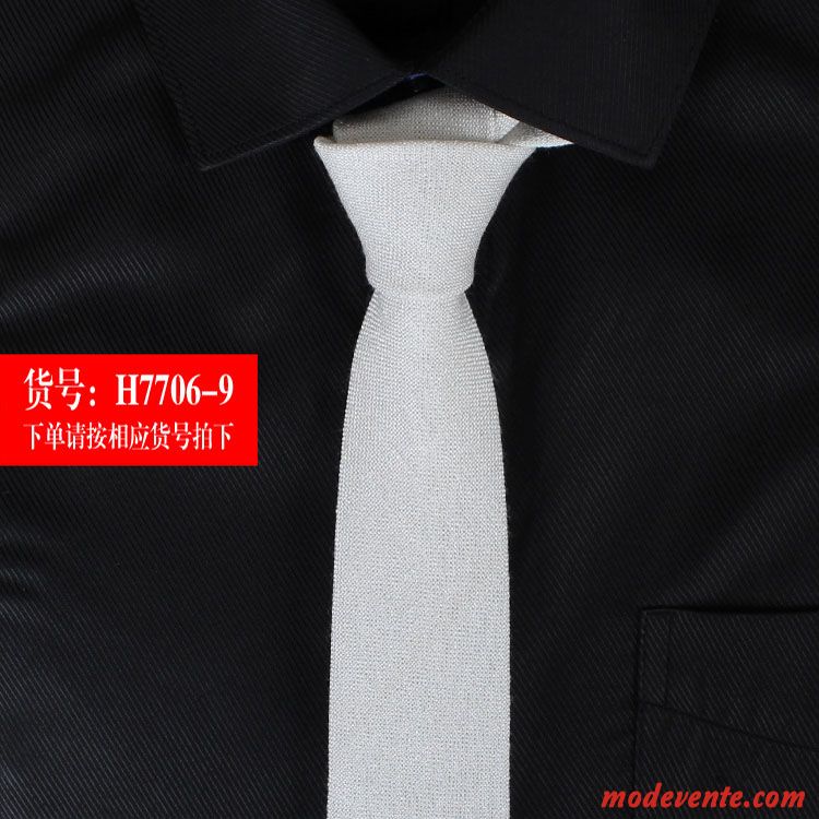 Cravate Homme All-match Tendance Coton 6cm Loisir Étroit Coloré Blanc Noir Gris