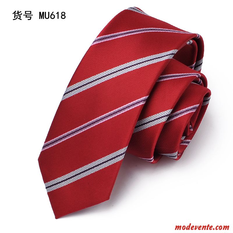 Cravate Homme Carrière Britanique 6cm Milieu Loisir Étroit Rouge