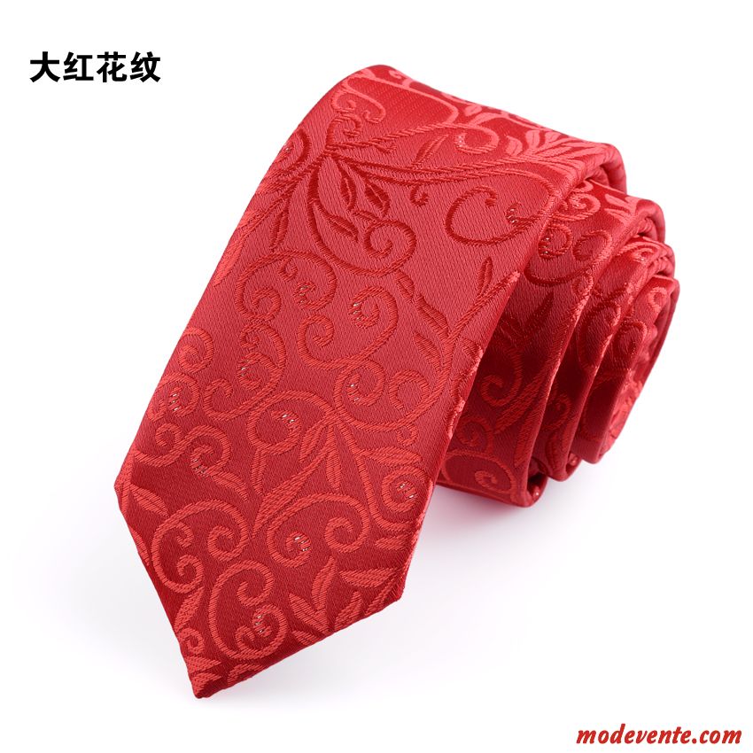 Cravate Homme Entreprise Vêtements De Cérémonie 5cm Spécial Marier Loisir Pure Rouge