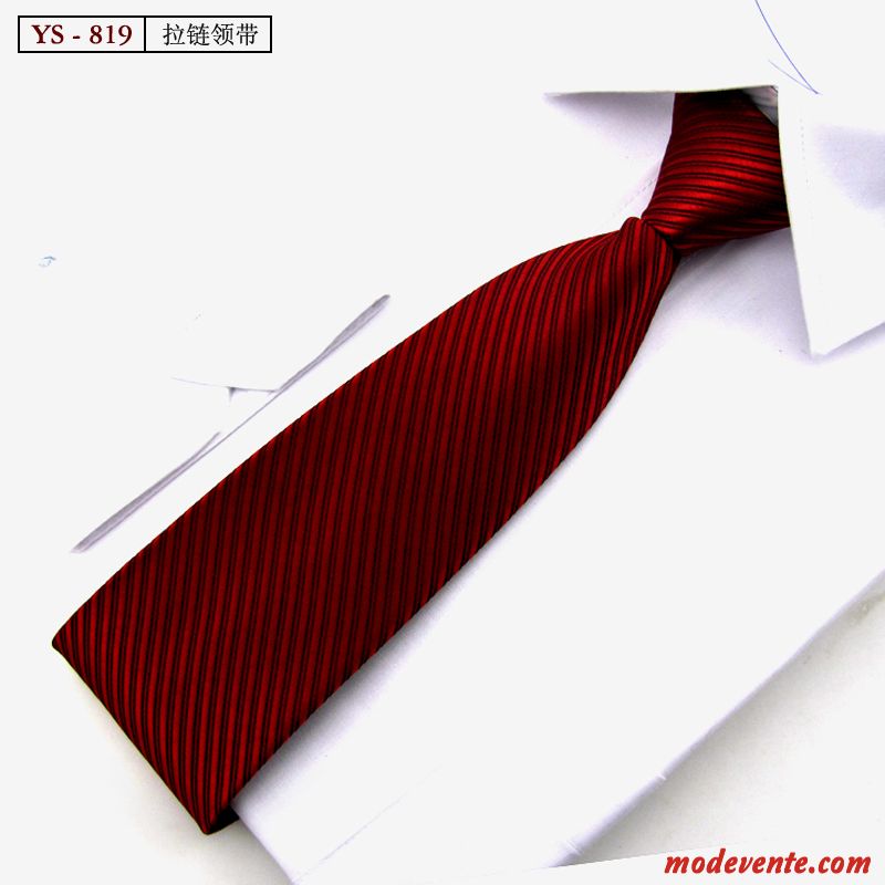 Cravate Homme Fermeture Éclair Vêtements De Cérémonie Paresseux Meilleur Homme Le Marié Entreprise Rouge