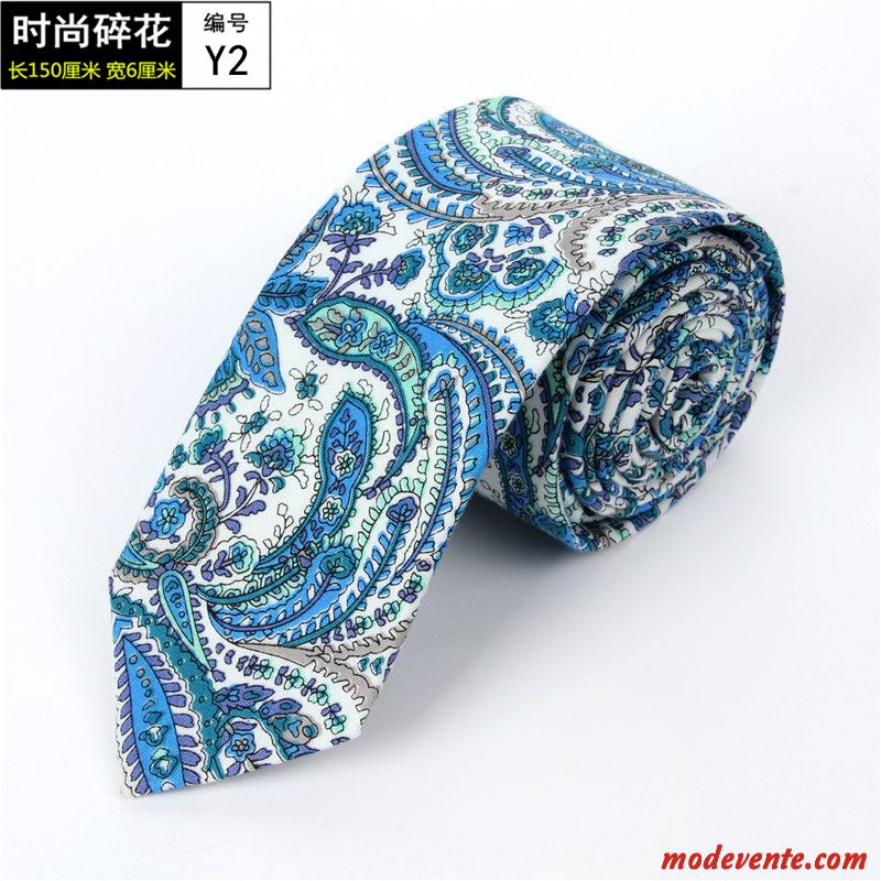 Cravate Homme Le Marié Coton Étroit 6cm Mode Université Impression Coloré