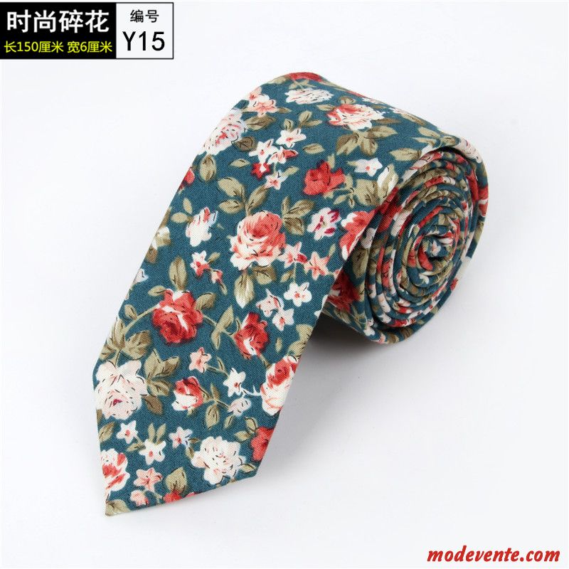 Cravate Homme Le Marié Coton Étroit 6cm Mode Université Impression Coloré
