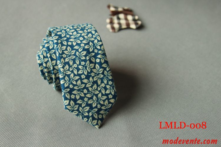 Cravate Homme Loisir Coton All-match 6cm Présidé Mode Impression Bleu