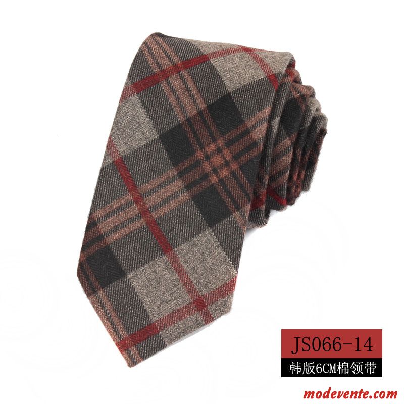 Cravate Homme Tendance Carrière Loisir Étroit Plaid Coton Gris